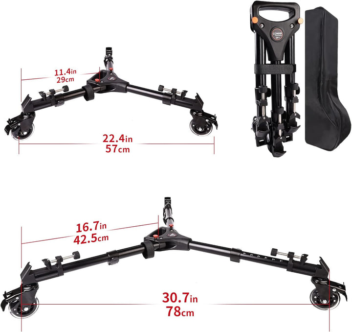 Fotografie Dreibein rollwagen,Schwerlast Einsätze mit grossen 2-Zoll-Gummi-Rädern, verstellbaren Bei
