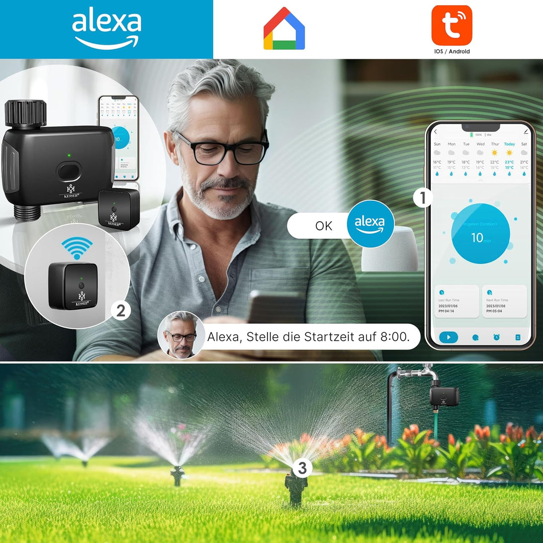 KESSER® Bewässerungssteuerung mit WLAN WiFi | Bewässerungscomputer für Garten & Balkon | Bewässerung