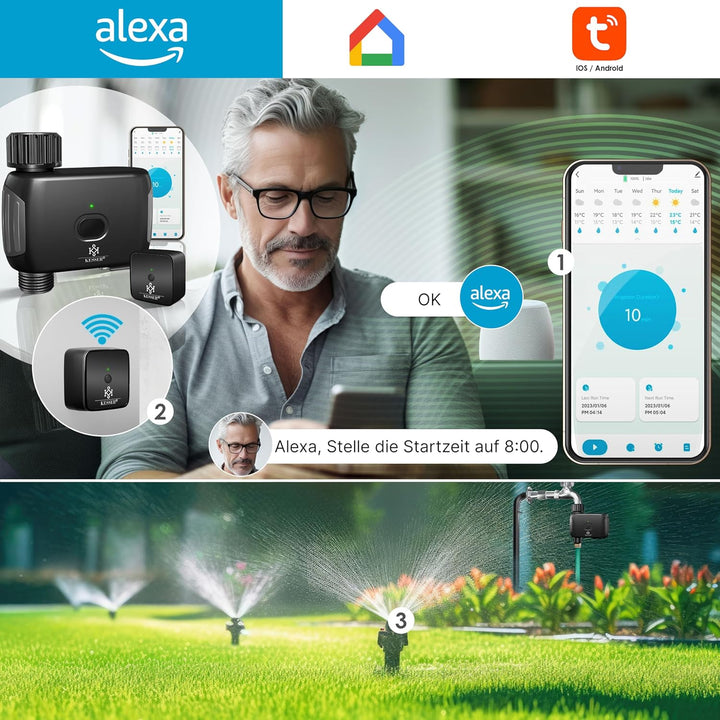 KESSER® Bewässerungssteuerung mit WLAN WiFi | Bewässerungscomputer für Garten & Balkon | Bewässerung