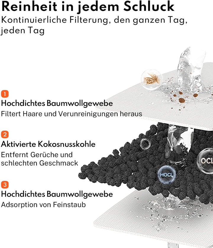 Homerunpet Katzenbrunnen, 18dB Extrem Leiser, 2.5L, Trinkbrunnen für Katze mit Kabelloser Pumpe, Pro