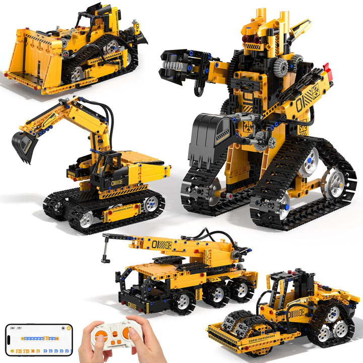 Technic Roboter Bauspielzeug Bausatz, 535PCS 5-IN-1 RC Roboter und Auto, Ferngesteuert und App Robot