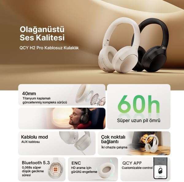 Bezdrátová sluchátka QCY H2 PRO (černá)