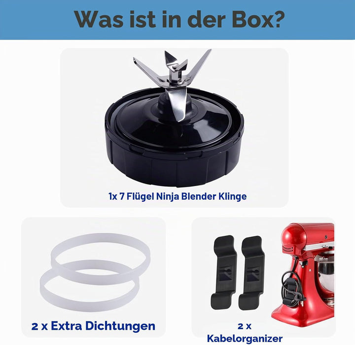 Mixer Ersatzteile Klingen für Nutri Ninja Auto-iQ Küchenmaschine, 7-Flossen Klinge für Ninja Mixer B