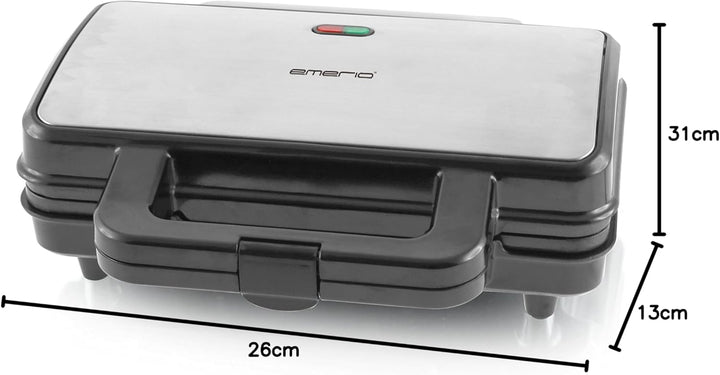 Emerio ST-109562 Sandwichtoaster, Edelstahl, Silver, XX-Large Muschelform Single, Muschelform Single