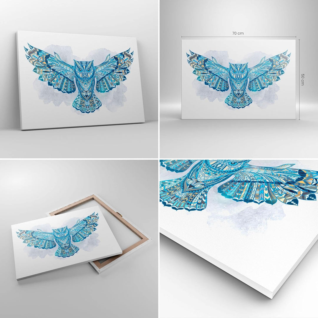 Bilder auf Leinwand Eule Flügel Tierwelt Grafik Leinwandbild 70x50cm Wandbilder Dekoration Wohnzimme