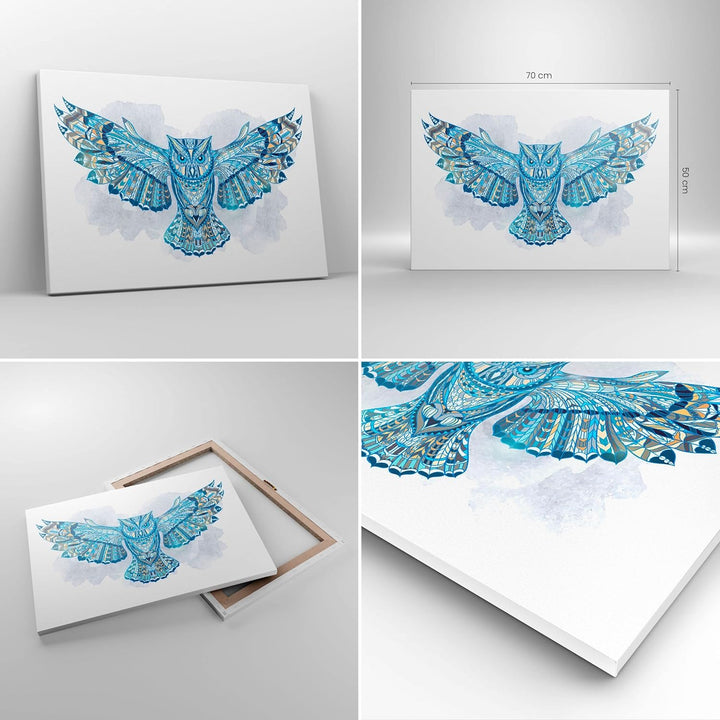 Bilder auf Leinwand Eule Flügel Tierwelt Grafik Leinwandbild 70x50cm Wandbilder Dekoration Wohnzimme