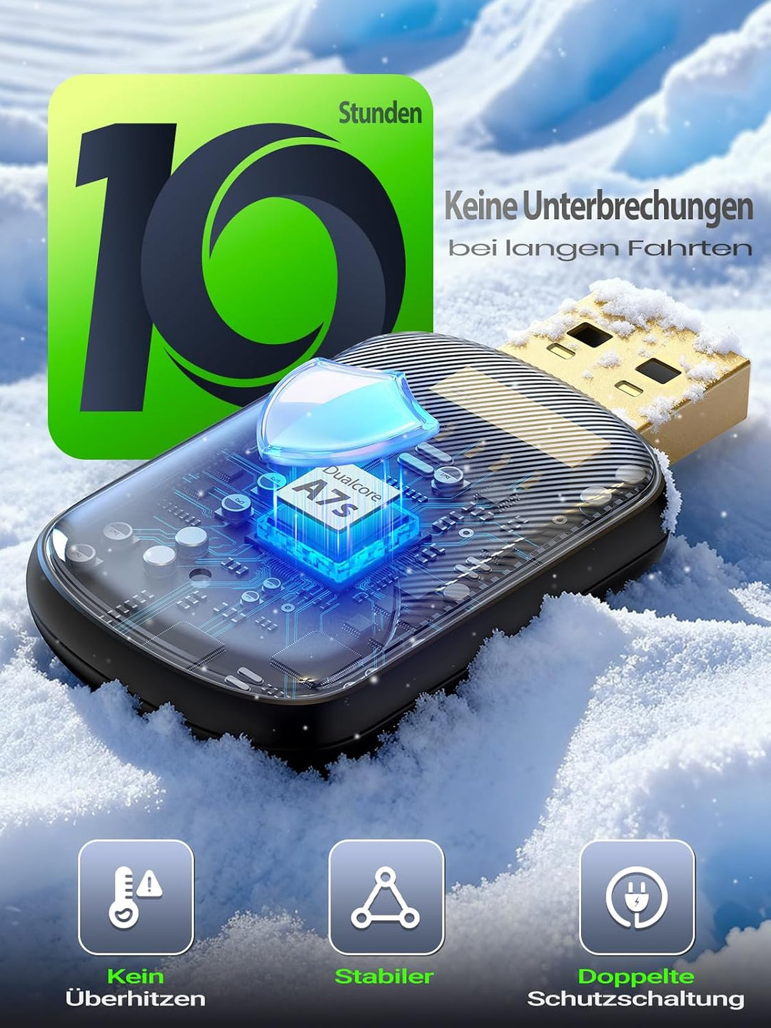 Mini Wireless CarPlay Adapter & Android Auto Adapter, USB-A/C Metall | Für Apple iPhone iOS 10+ & An