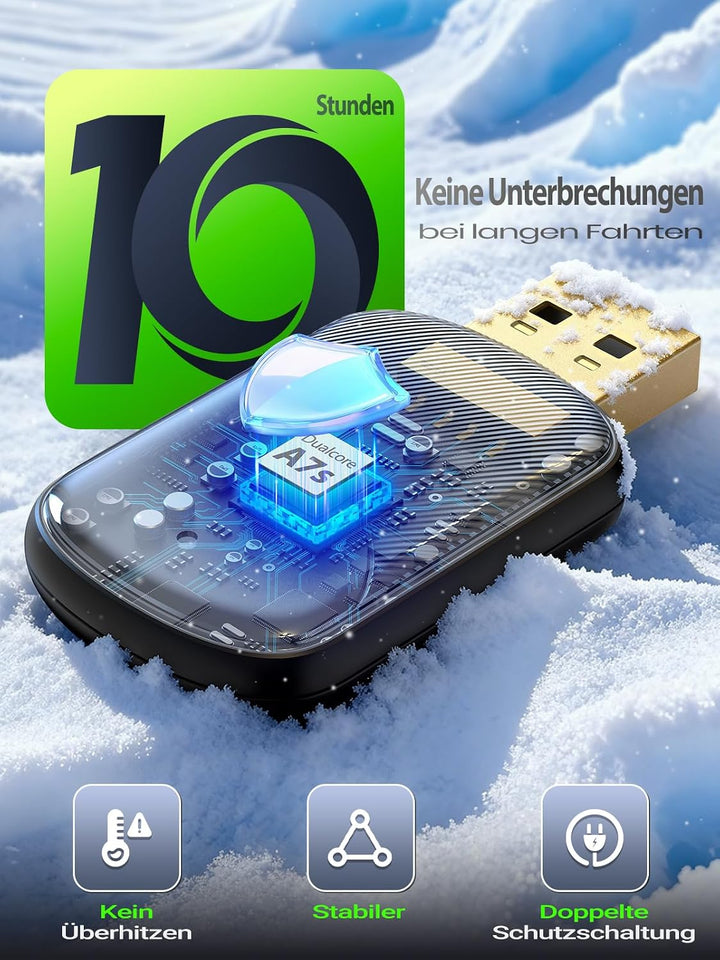 Mini Wireless CarPlay Adapter & Android Auto Adapter, USB-A/C Metall | Für Apple iPhone iOS 10+ & An