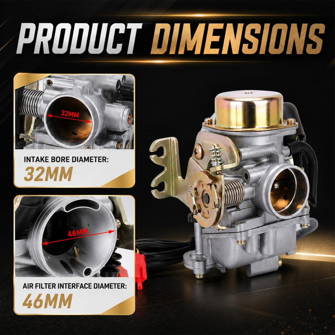 JFG RACING CVK32MM CVK 32 mm Vergaser – Universal Power Jet Vergaser für Motorräder, ATV, UTV Scoote