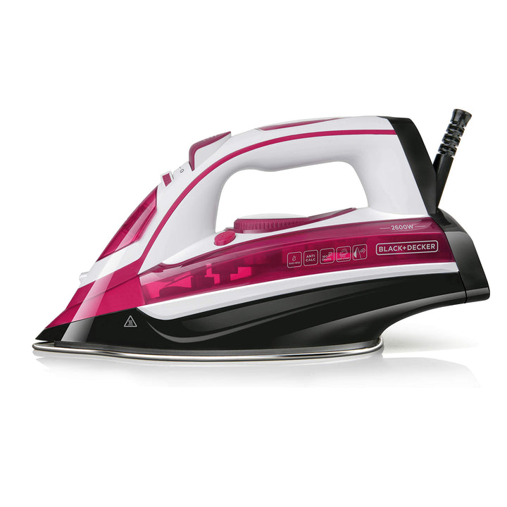 BLACK+DECKER BXIR2600E Dampfbügeleisen, 2600W, Kunststoff, Rosa/Weiss