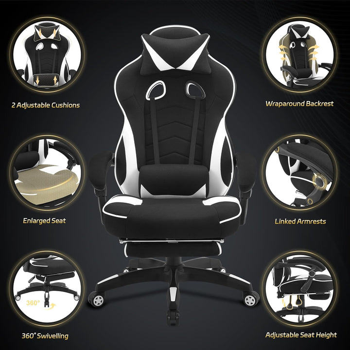 WOLTU Gaming Stuhl Racing Stuhl Bürostuhl Chefsessel Schreibtischstuhl Sportsitz mit Kopfstütze und
