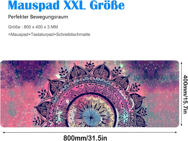 Gaming Mauspad XL,800 x 400 mm,Spritzwassergeschütztes Premium-Gaming-Mauspad,Verbessert Präzision u