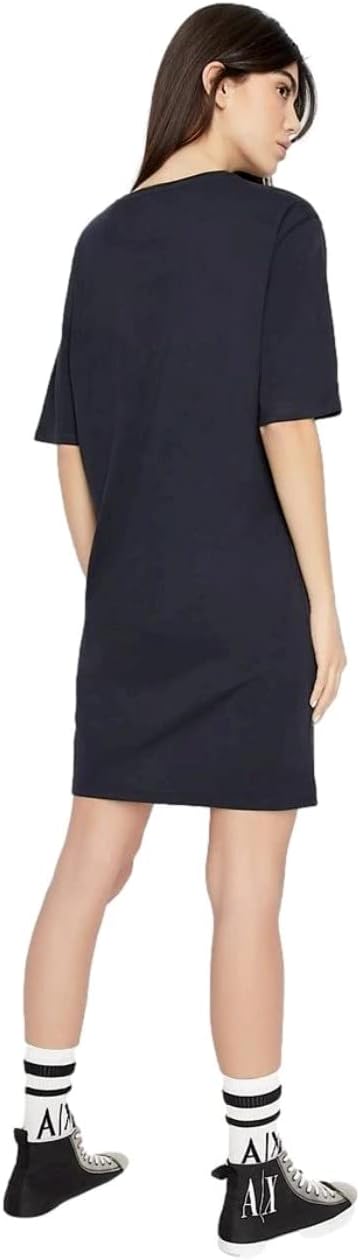 Armani Exchange Damen Studded Icon Logo T-Shirt Casual Dress XS Blau, XS Blau