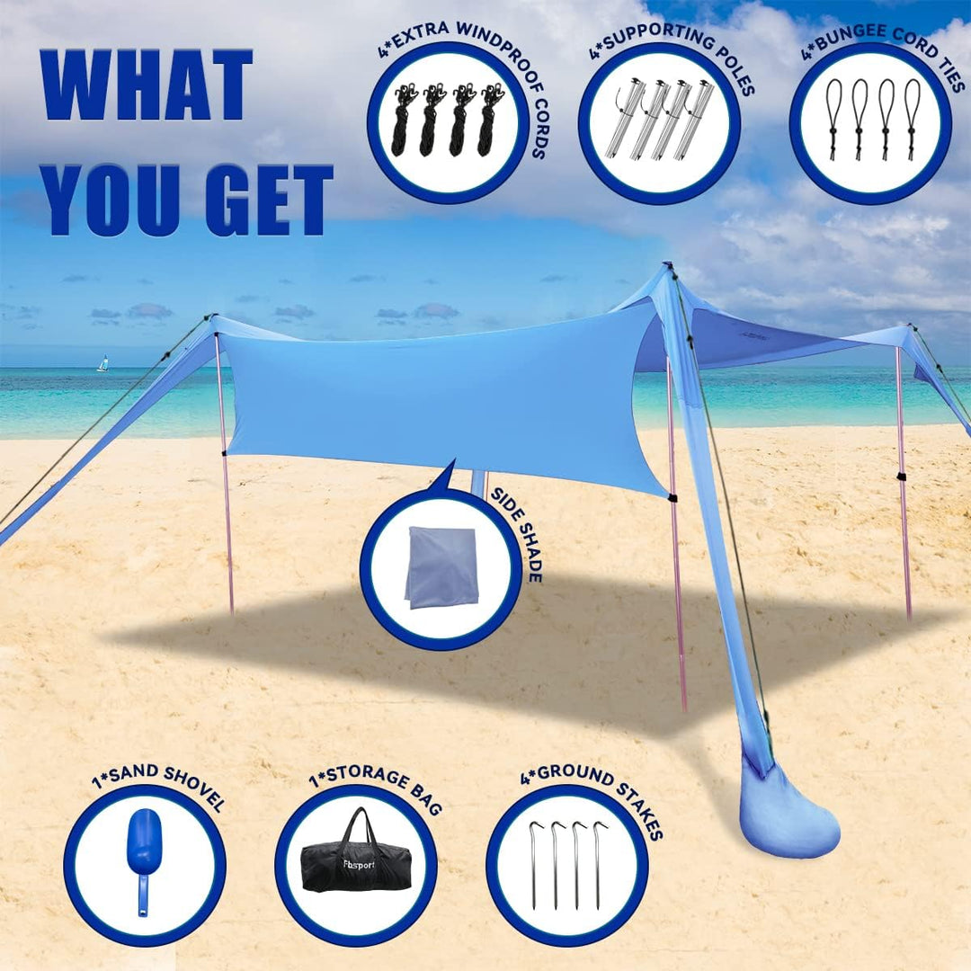 Strandzelt Sonnenschutz Strand zelte strandmuschel Muschel UPF50+ mit Sandschaufel, Erdnägeln und St