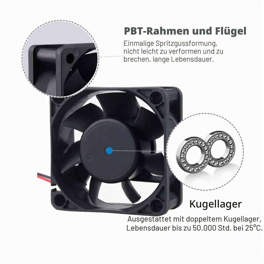 GDSTIME 60mm Lüfter 12V Lüfter 60 x 25mm PC Lüfter Dual Kugellager 60mm Computerlüfter 6CM Gehäuselü
