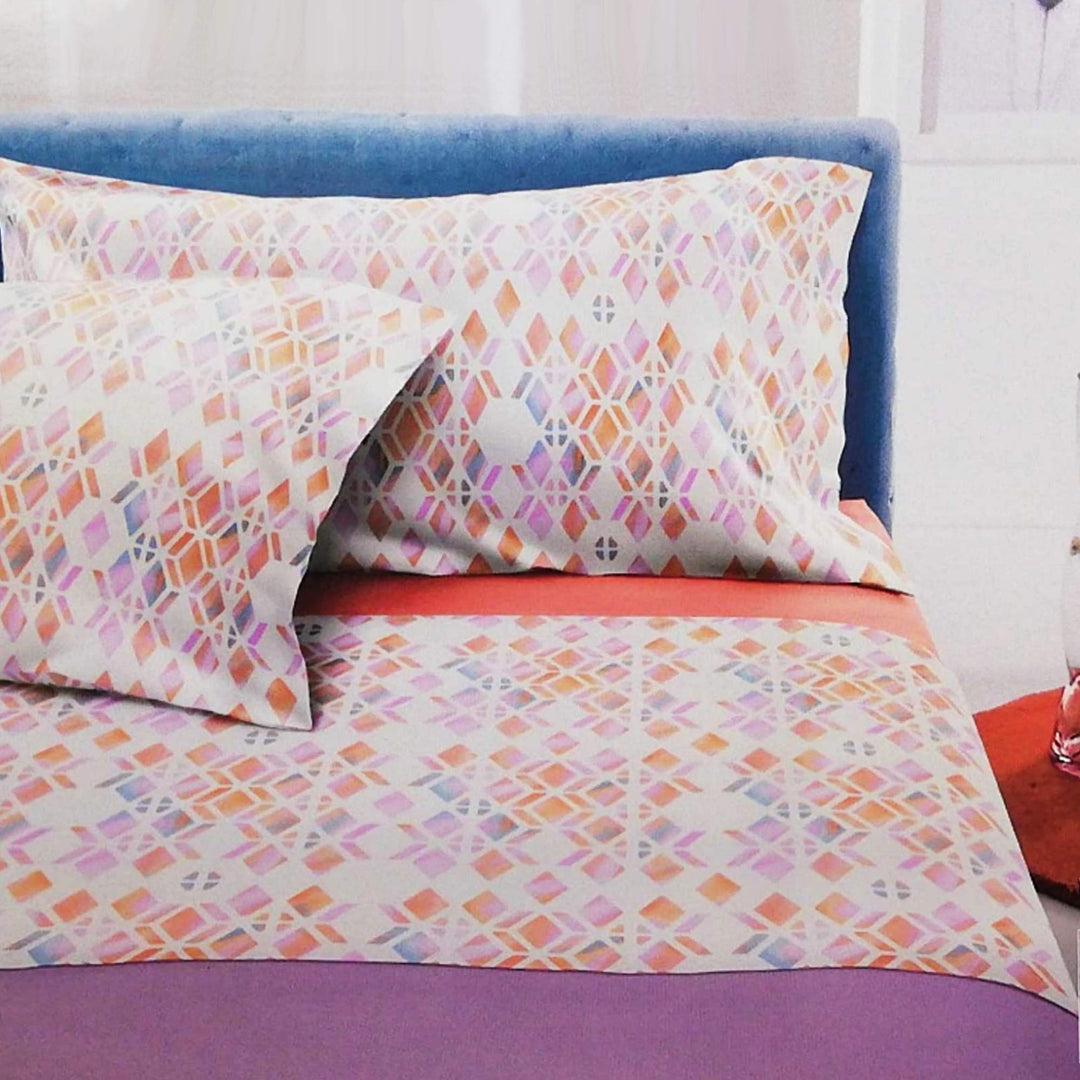 Bassetti Bettwäsche-Set für Doppelbett, 100% Baumwolle, Oben + unten + 2 Kissenbezüge (Falk Orange)