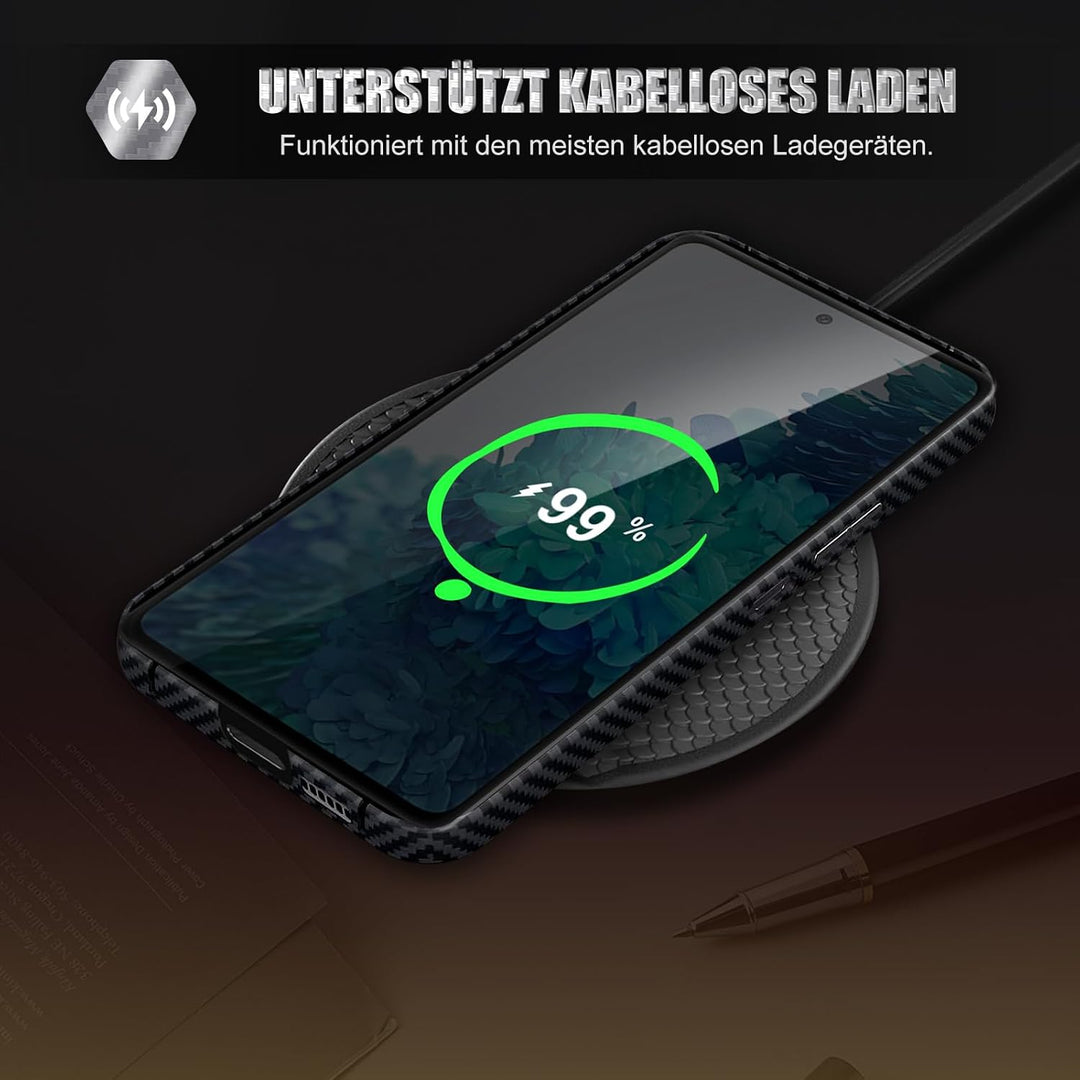 für Samsung S20 FE Hülle Carbon mit Schutzfolie Handyhülle S20 FE 5G Hart Case Ultra dünn Hybrid PC