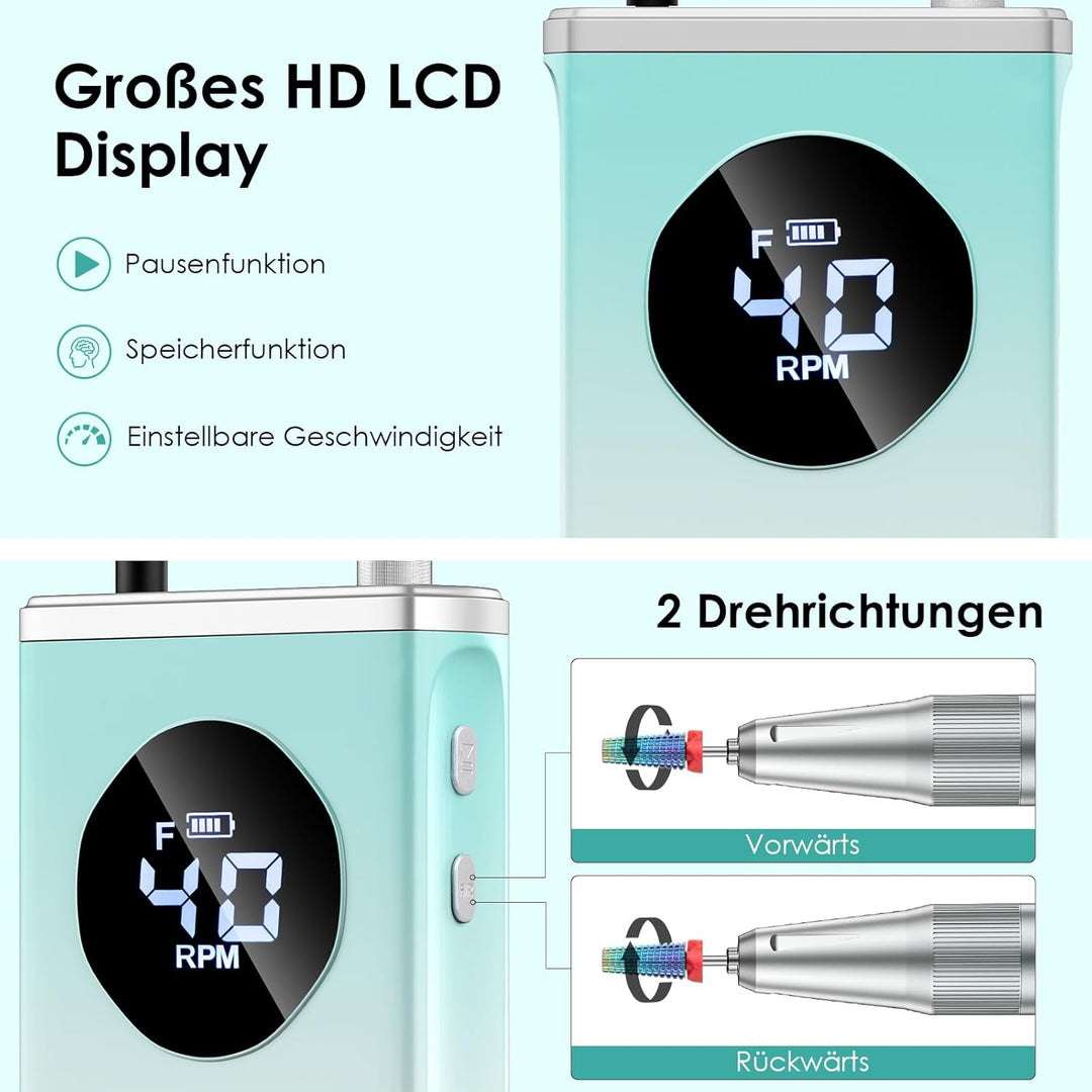 HOMEASY Nagelfräser Elektrisch Profi Maniküre Pediküre Set 16 IN 1 Nagelfeile 40000 U/Min Tragbar Fr