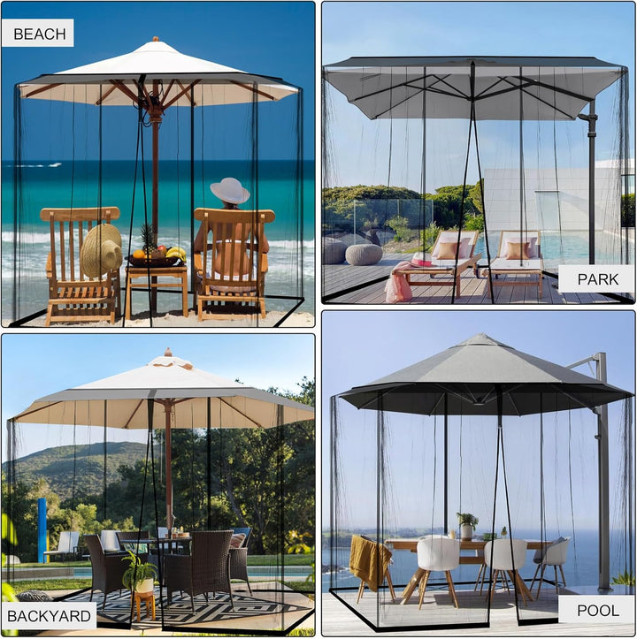 Pavillon Moskitonetz für Sonnenschirm, dellyy 300x300CM Fliegengitter Pavillon Quadrat mit Fliegengi