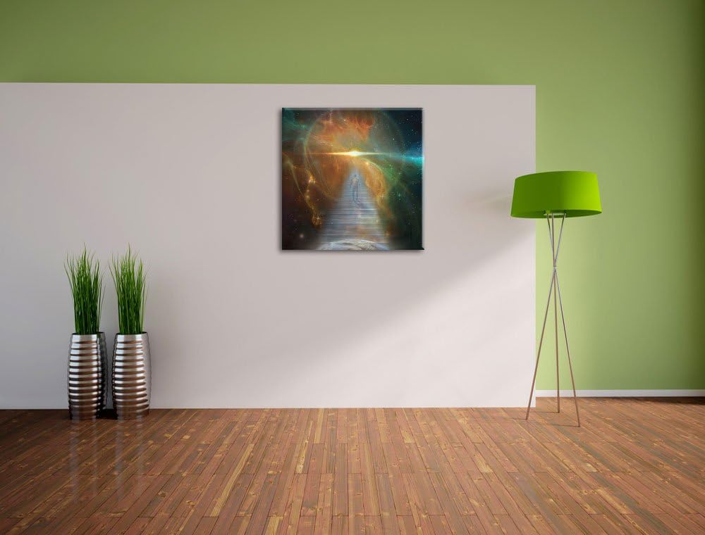 Pixxprint Kosmische Treppe in die Galaxies, Format: 70x70 auf Leinwand, 70x70