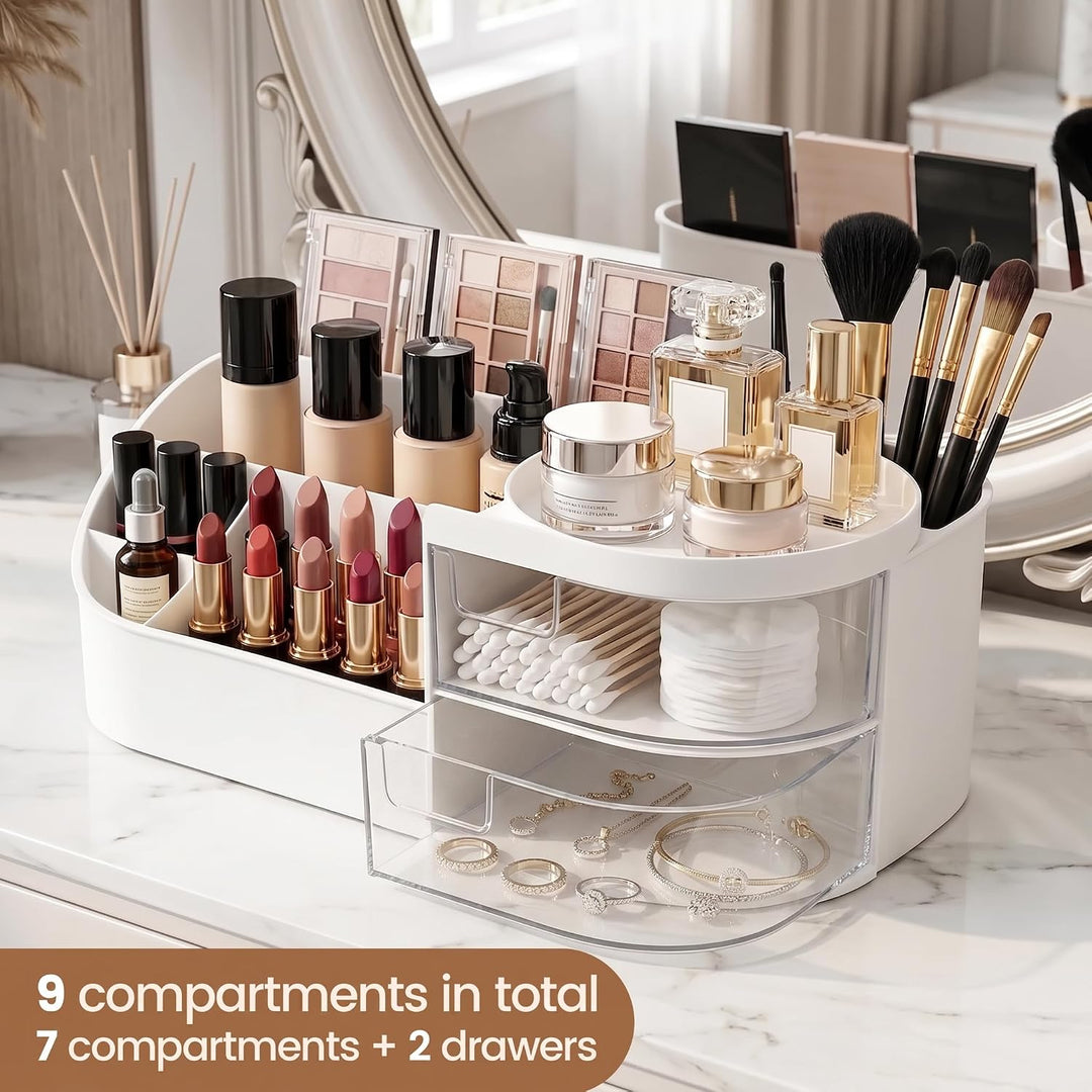 Make Up Kosmetik Organizer mit Schubladen - Multifunktionale Schminktisch Organizer für Badezimmer u