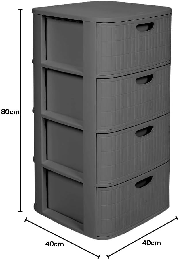 Kreher® XL Rollbarer Schubladenschrank Rollcontainer Nischenschrank aus Kunststoff in Rillen-Optik m