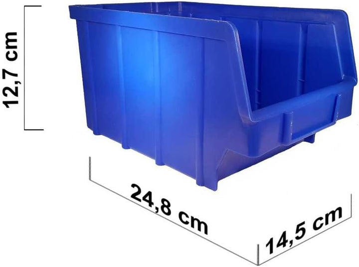 26 Stück Stapelboxen blau Gr.3 (145 x 248 x 127 mm) Kunststoff PP Sichtlagerkästen Stapelkästen │ P-