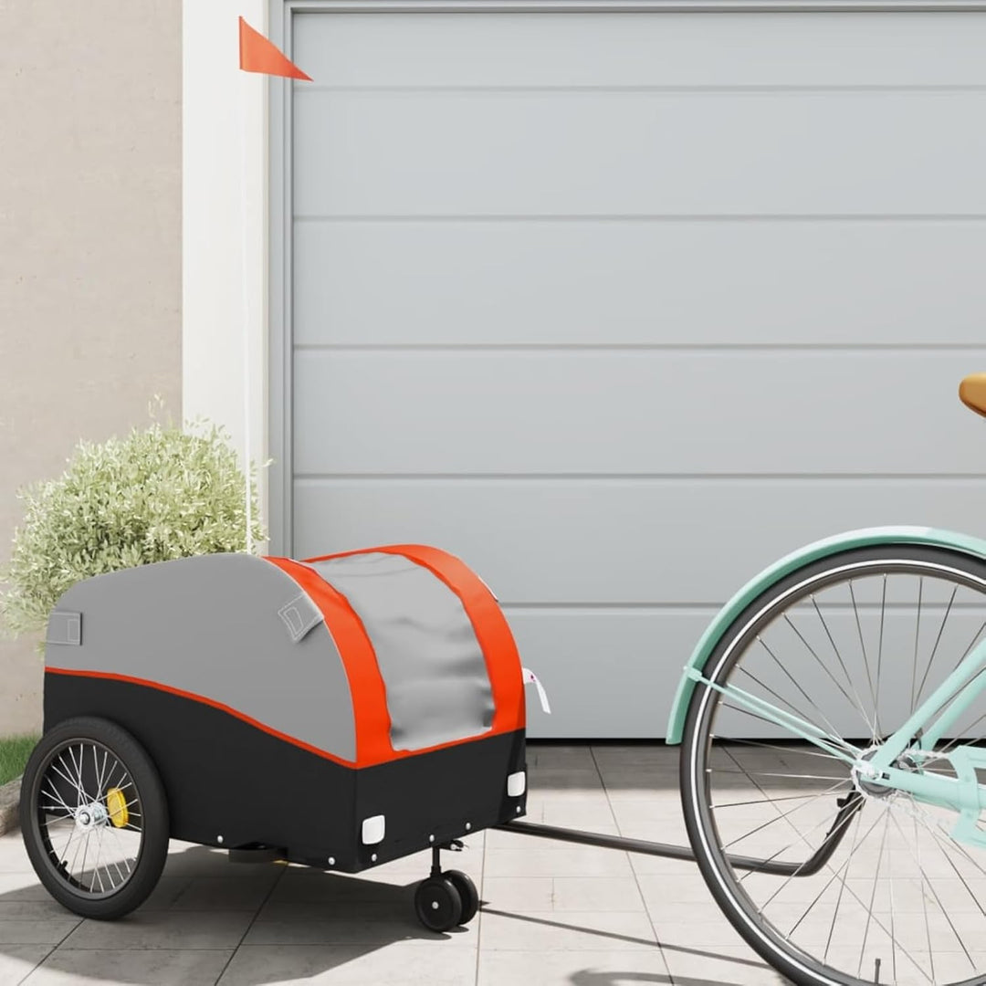 Fahrradanhänger 30kg Eisen Schwarz/Orange | Robust &amp; Vielseitig, Max 30kg Tragkraft, Ideal für Schwe