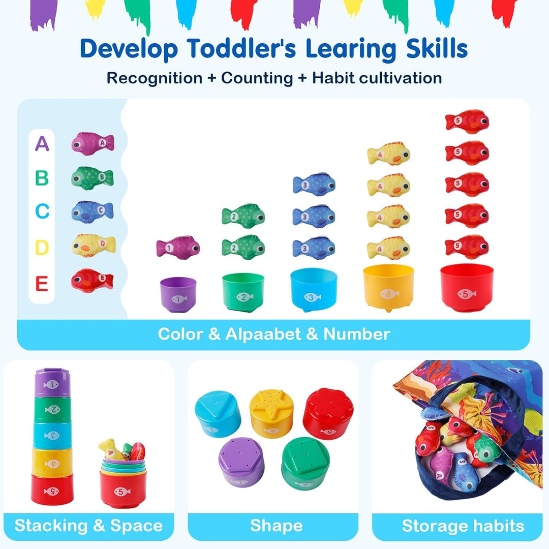 Baby Spielzeug ab 1 2 3 Jahr, Montessori Sensorik Angelspielzeug ab 1–3, Angelspiel für Kinder 6 12