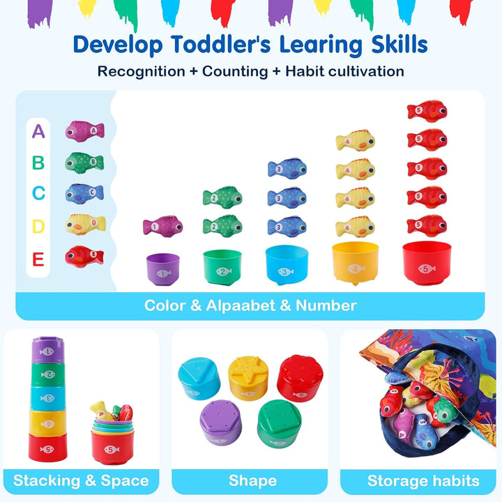 Baby Spielzeug ab 1 2 3 Jahr, Montessori Sensorik Angelspielzeug ab 1–3, Angelspiel für Kinder 6 12