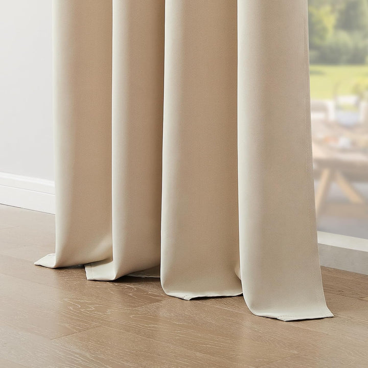 Topfinel Verdunklungsvorhänge Beige Vorhang Blickdicht Gardinen mit Ösen B 140 X H 240 cm Thermovorh