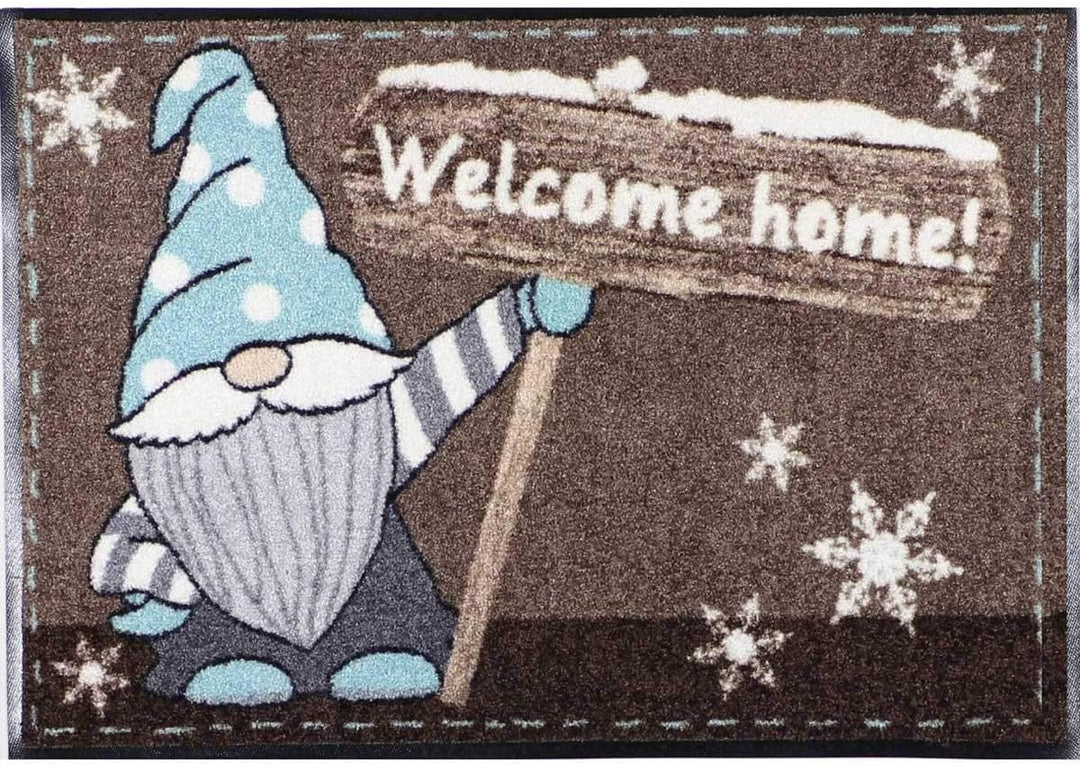 Salonloewe Fussmatte Weihnachten Wichtel Knud Welcome Home Schmutzfangmatte waschbar rutschfeste Fus