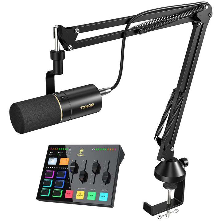Podcast-Ausrüstungspaket, Audio-Interface und Dynamisches Mikrofon-Set mit Galgenarm, USB- Soundkart
