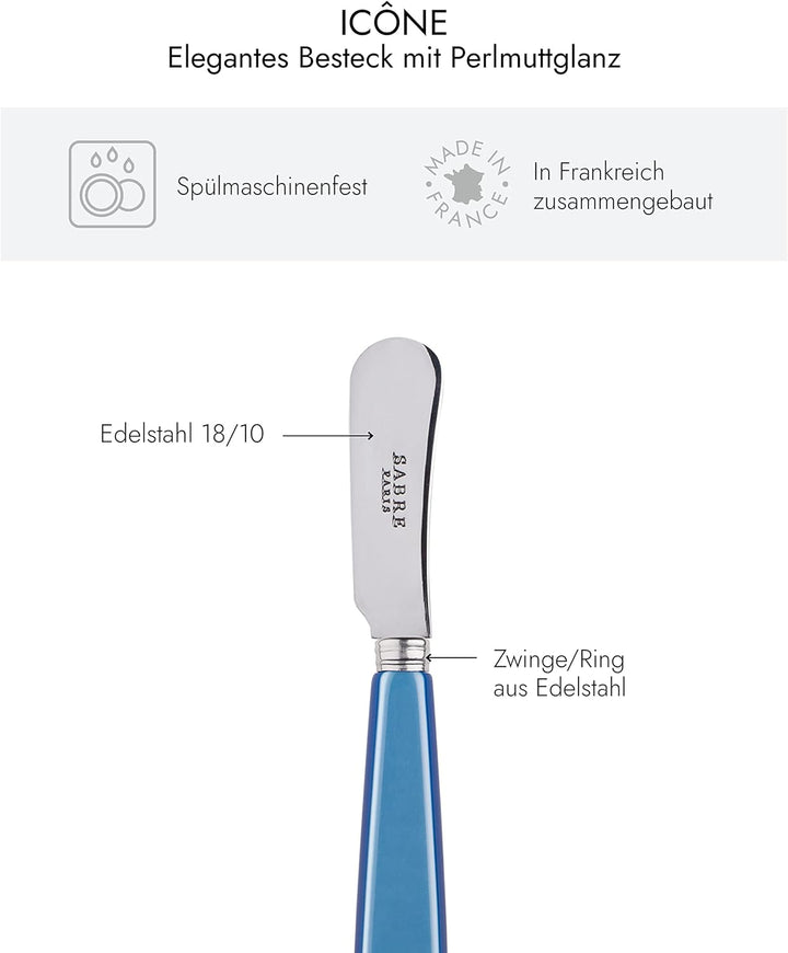 SABRE PARIS - 2er Set Buttermesser 14 cm - Icon - Ideal Für Butter, Aufstrich - Edelstahl & Acryl -