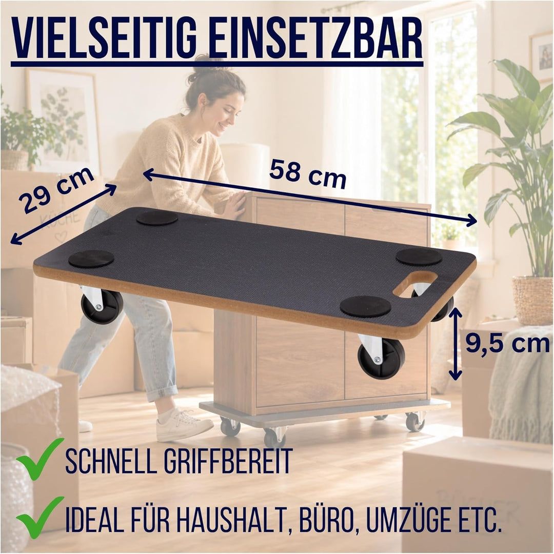 Transportroller 2er-Set bis 200kg - Möbelroller mit 360° Lenkrollen, rutschfest & robust - Transport
