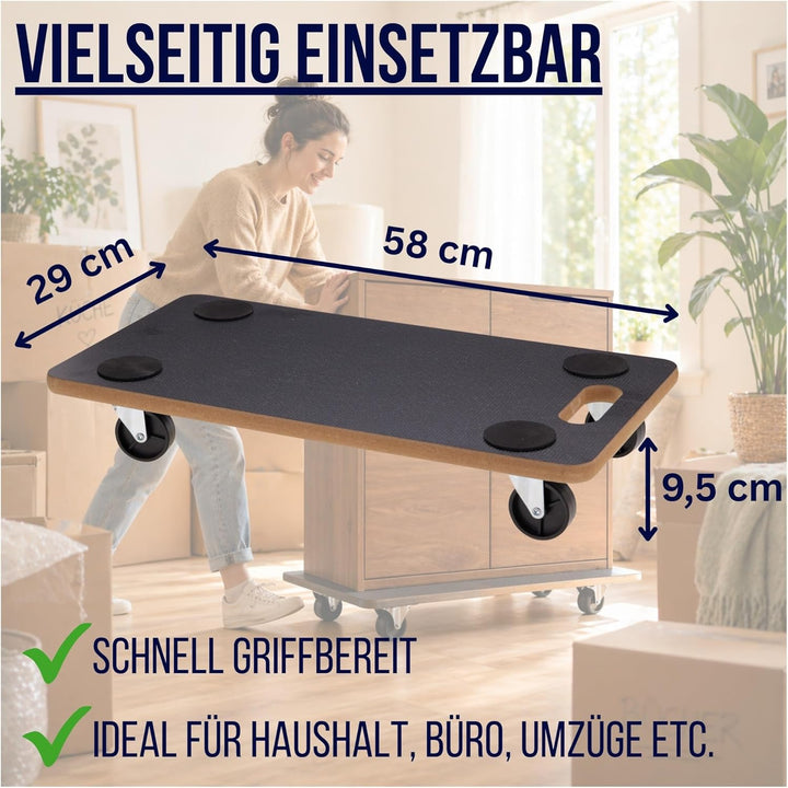 Transportroller 2er-Set bis 200kg - Möbelroller mit 360° Lenkrollen, rutschfest & robust - Transport