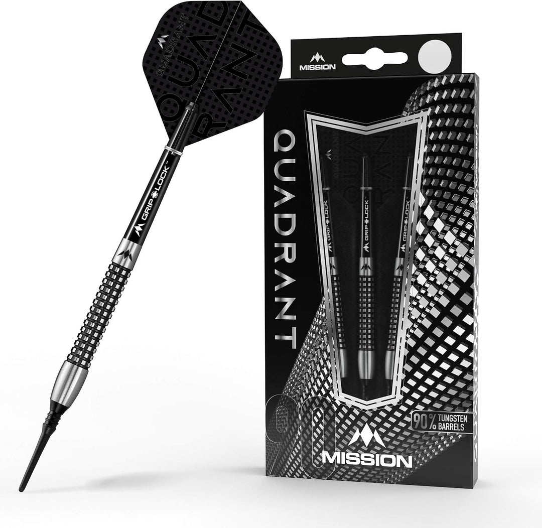 Mission Quadrant Dartpfeile, weiche Spitze, schwarzes Titan M4 20 g, M4 20 g
