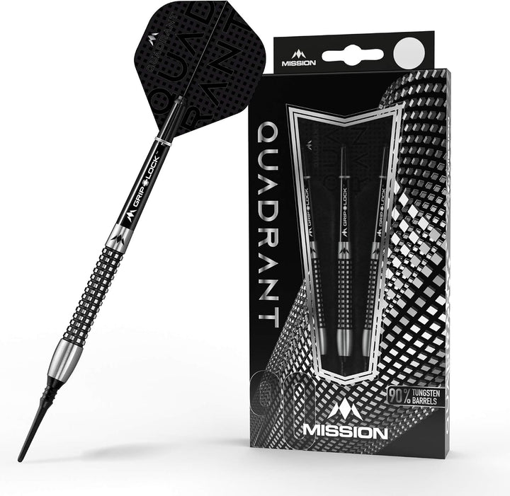Mission Quadrant Dartpfeile, weiche Spitze, schwarzes Titan M4 20 g, M4 20 g