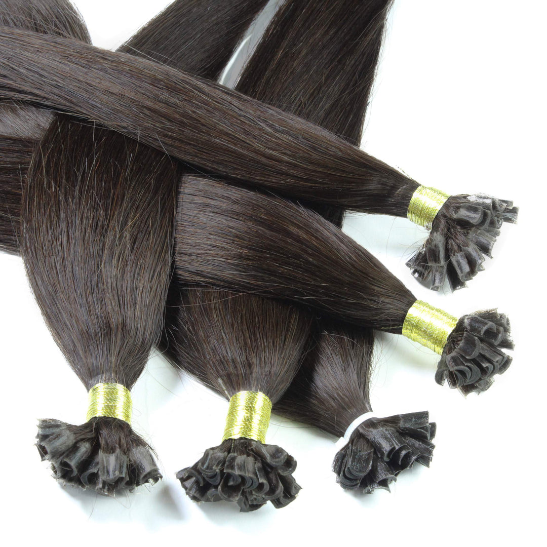 hair2heart Extensions Echthaar Bondings Glatt - 150 Strähnen 0.5g 60cm Dunkelbraun #2 Dunkelbraun 60