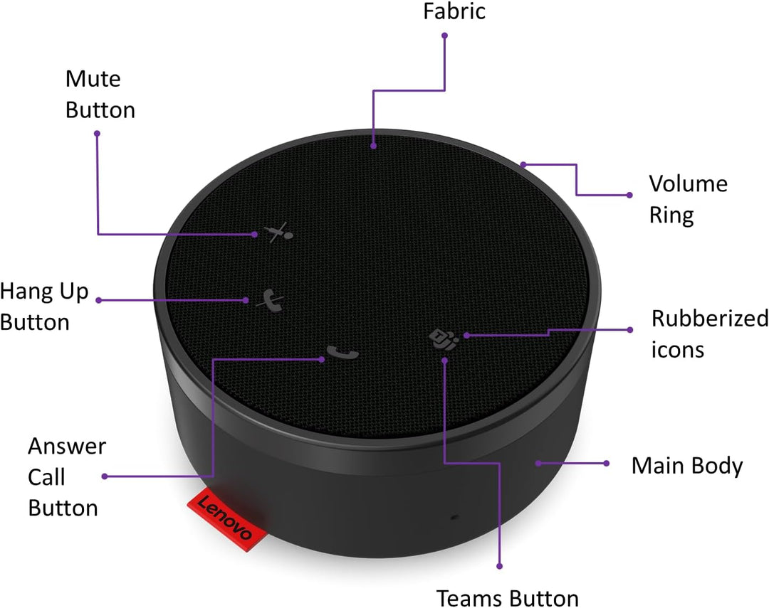 Lenovo Go Wired Speakerphone, Schwarz