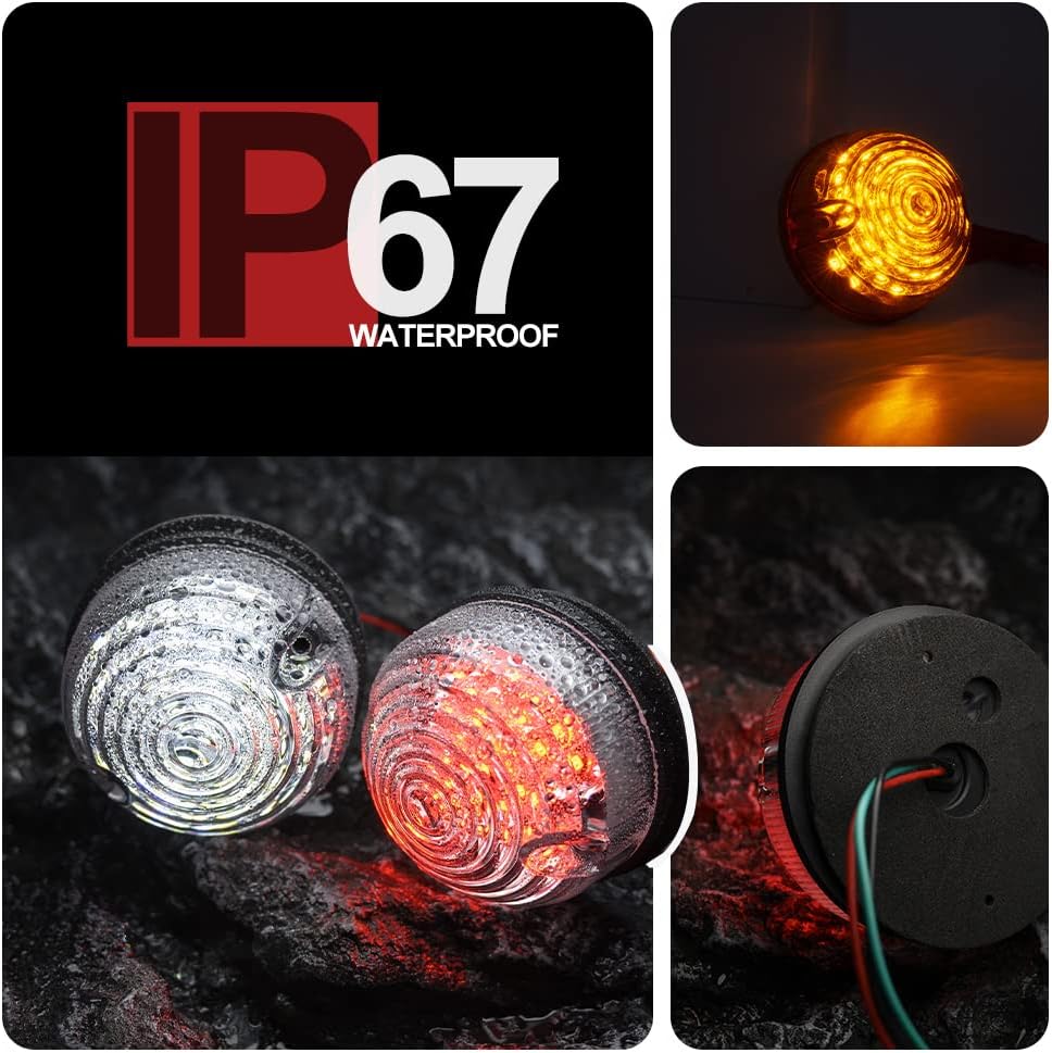 NSLUMO 8 Stueck 73mm Klare Linse Defender LED Licht Units Bernstein Anzeigeseitenlicht Hinterer Ansc