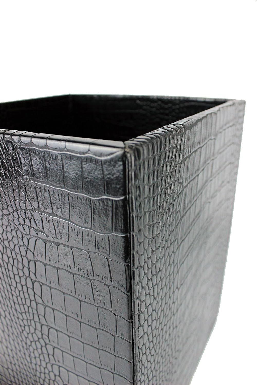 SIGNATURE HOME COLLECTION Papierkorb, Kunstleder, schwarz, 22 x 22 x 28 cm, Schwarz