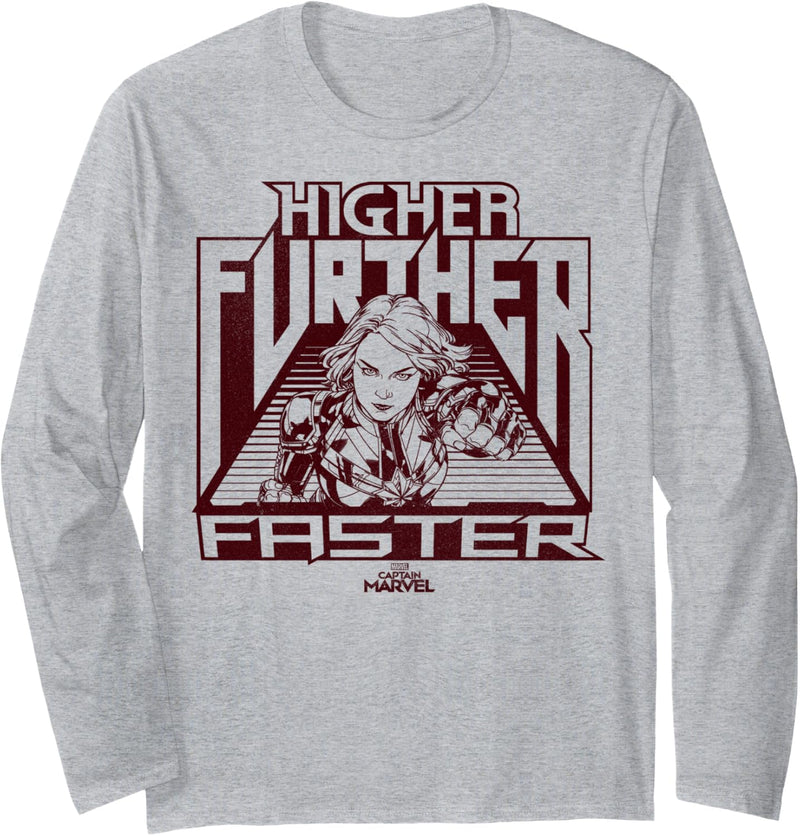 Captain Marvel Higher Further Faster Portrait Langarmshirt