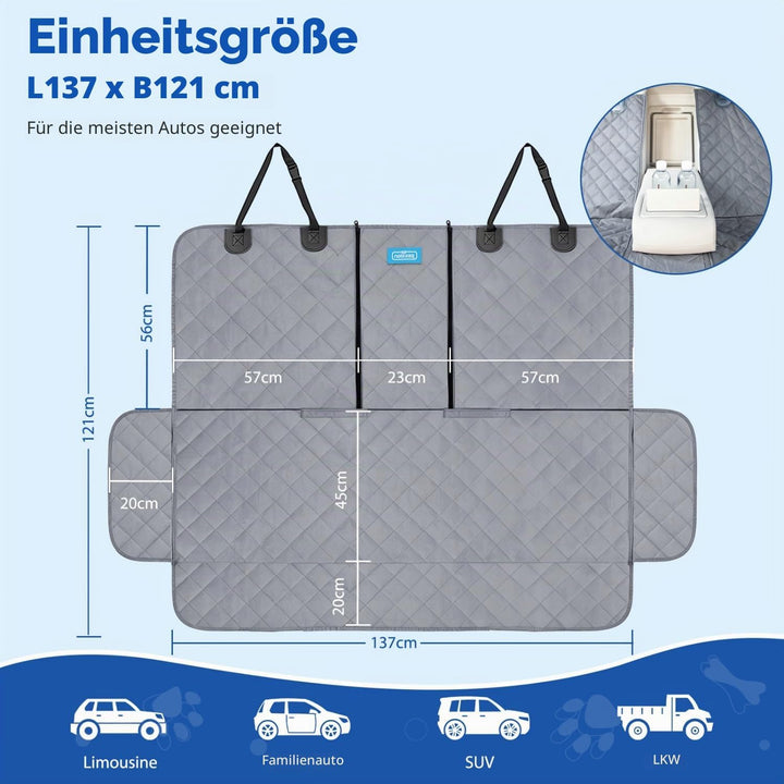 Nobleza Hundedecke Auto Rückbank Wasserdicht, Armlehnen-kompatibler Autoschondecken Hund Rücksitz, K