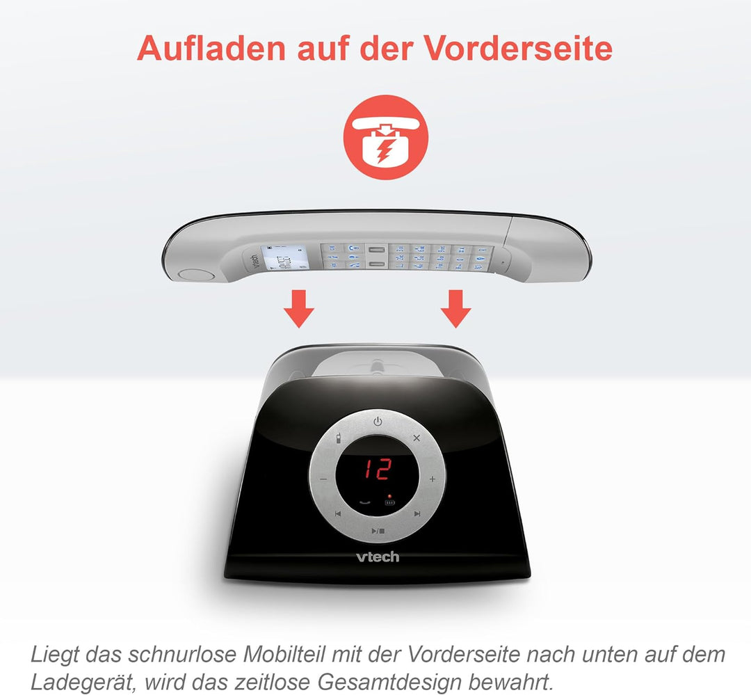 VTech LS1350 Retro-Design Telefon Schnurlos DECT Schnurlostelefon mit digitalem Anrufbeantworter, An