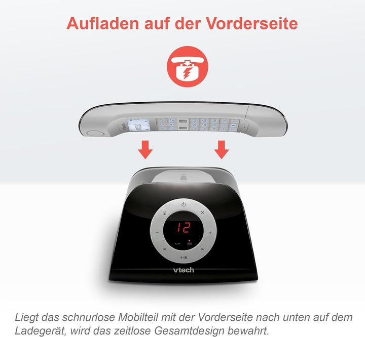 VTech LS1350 Retro-Design Telefon Schnurlos DECT Schnurlostelefon mit digitalem Anrufbeantworter, An