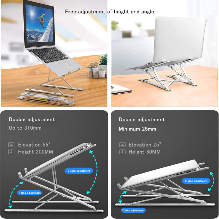Dogfish Laptop Ständer, 9+7-Stufe Höhenverstellbarer Laptop Stand, Aluminium Belüfteter Notebook Stä