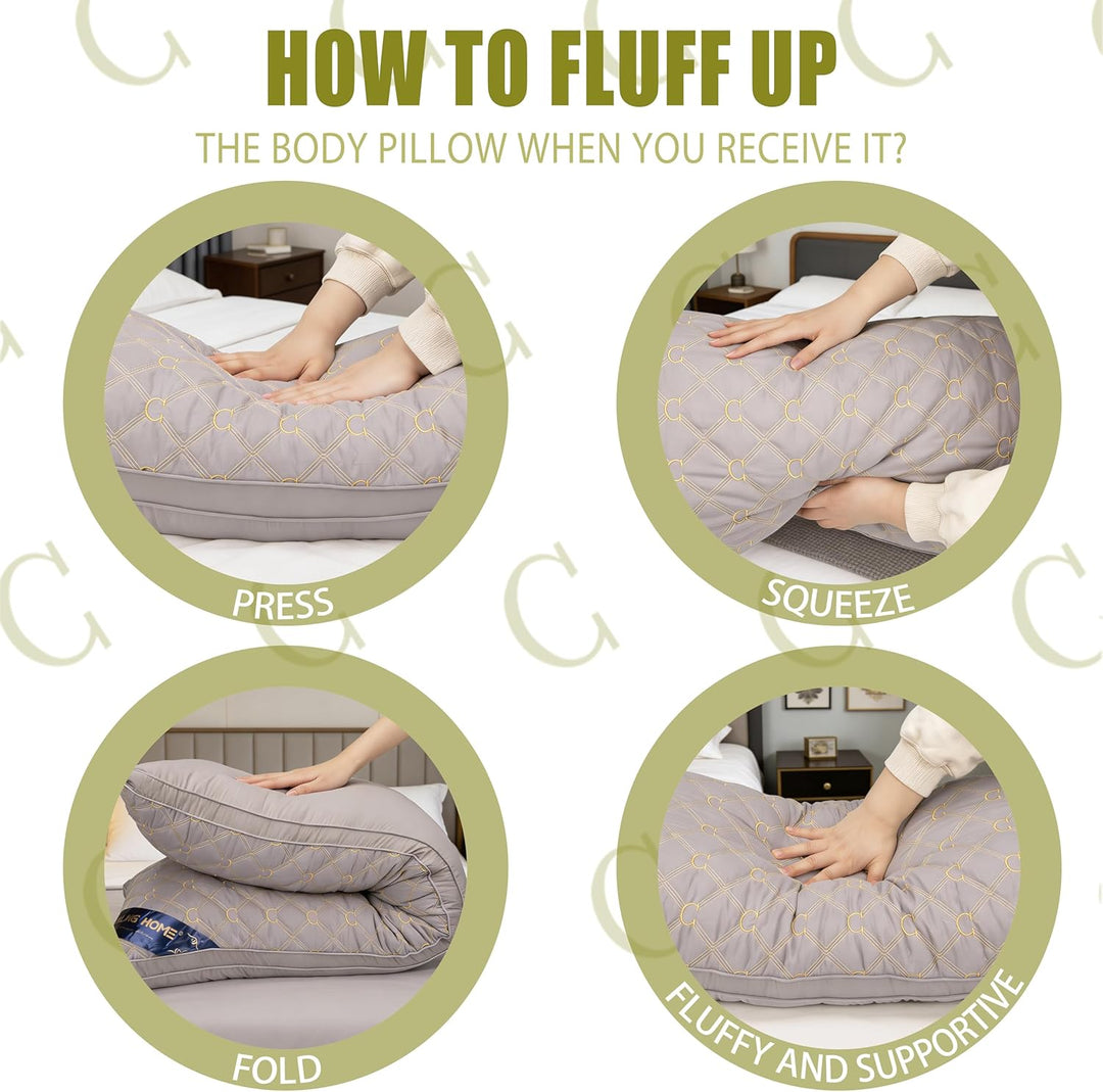 Chilling Home Seitenschläferkissen mit Bezug, Bestickte Schwangerschaftskissen Body Pillow, 137 x 53