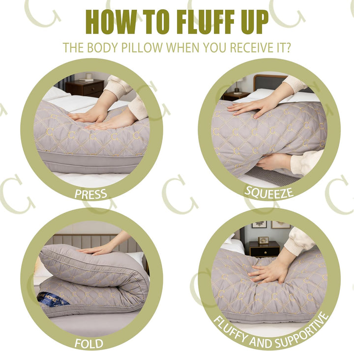 Chilling Home Seitenschläferkissen mit Bezug, Bestickte Schwangerschaftskissen Body Pillow, 137 x 53