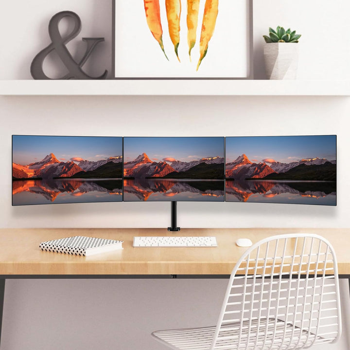 suptek Triple Monitorhalterung für 3 Bildschirme, Dreifach Monitor Tischhalterung Verstellbarer 3 Fa